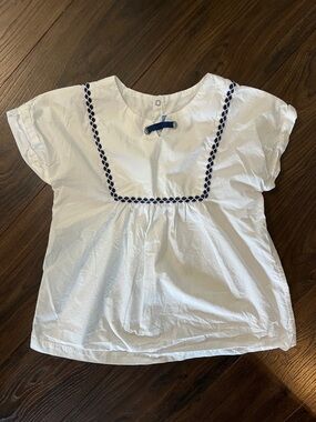 Jacadi White Blouse with Navy accent